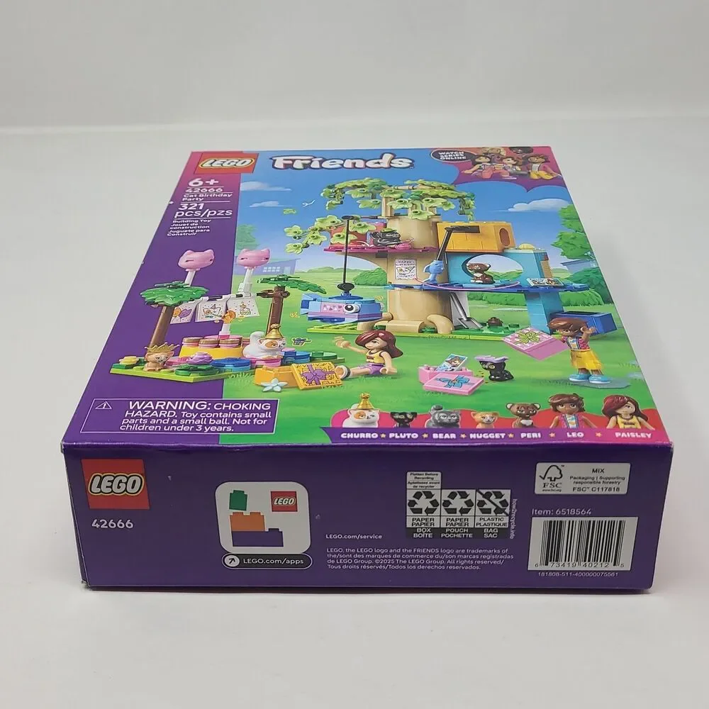 LEGO Friends Cat Birthday Party Tree House 42666 Building Set NEW Sealed 321 Pcs